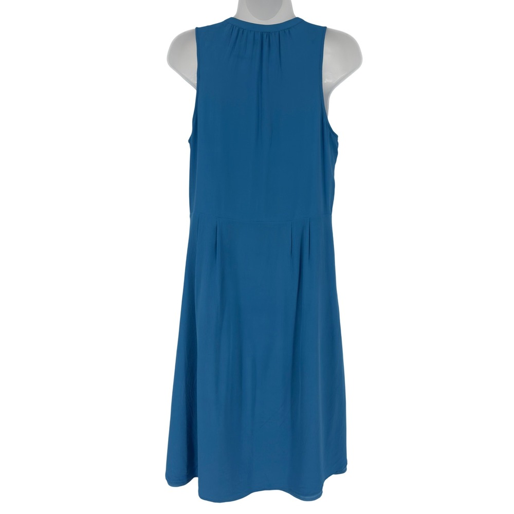 Madewell Silk Hi Low Midi Dress Blue Sleeveless Pockets Medium Minimalist - Picture 5 of 9